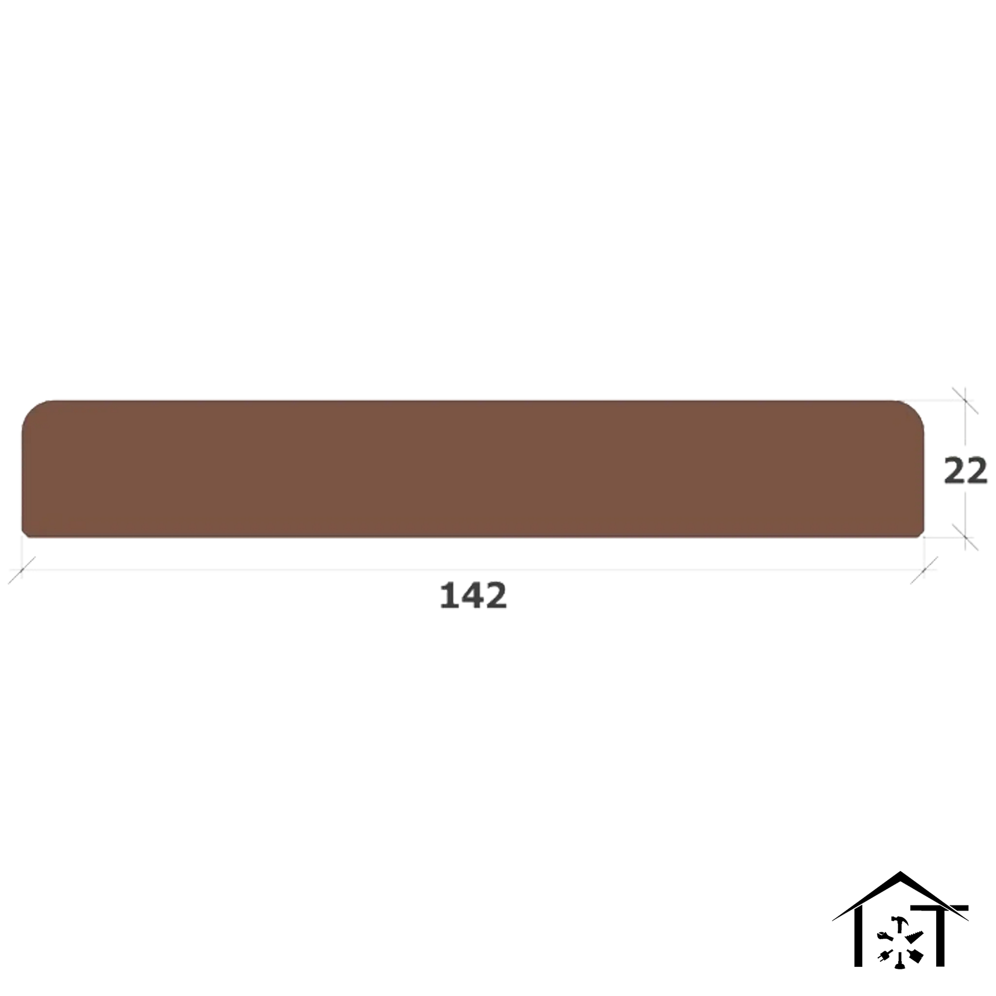 Brown industrial bar with dimensions 142x22 for manufacturing tools and equipment