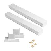 White foam edge protectors with corner guards and plastic fasteners for industrial packaging and shipping protection