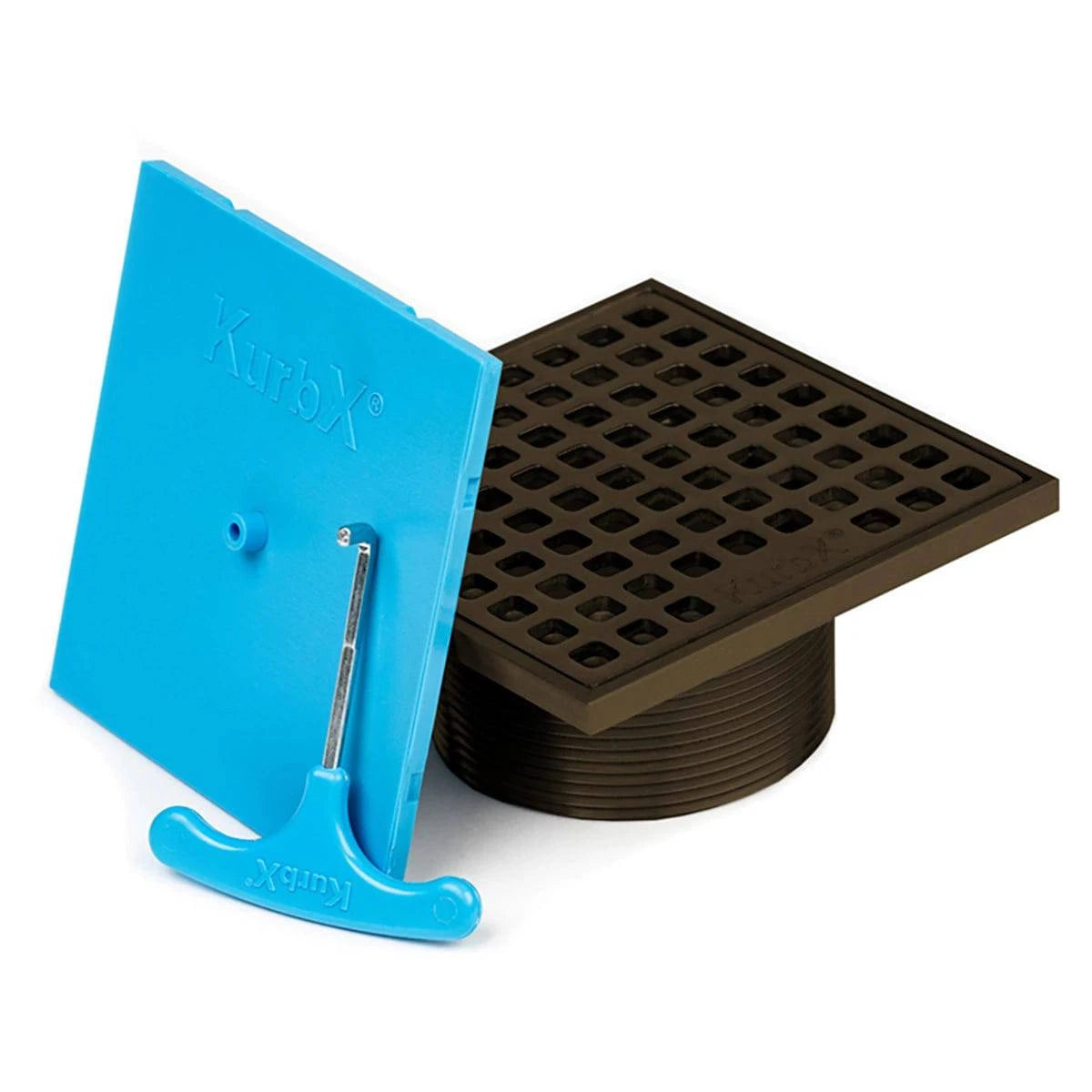 KurbX 4 in. Square Grid Pattern Drain - Oil Rubbed Bronze