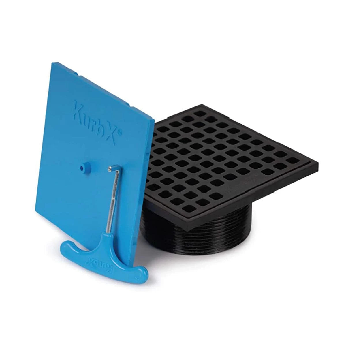 KurbX 4 in. Square Grid Pattern Drain - Matte Black