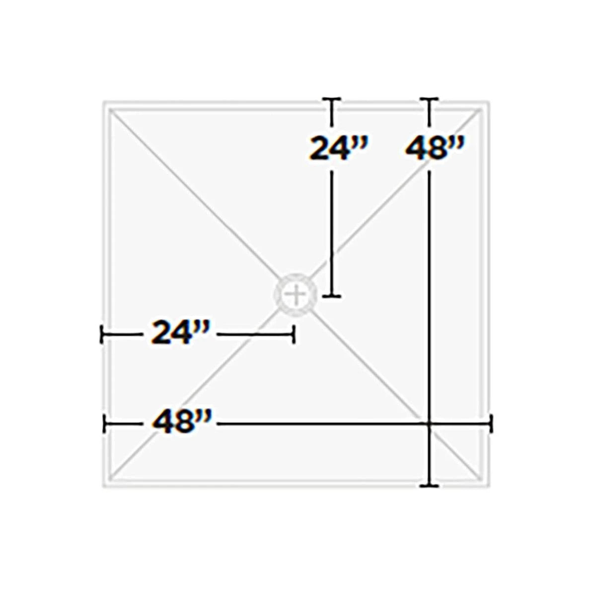 48 in. x 48 in. KurbX Center Drain Structural Shower Pan