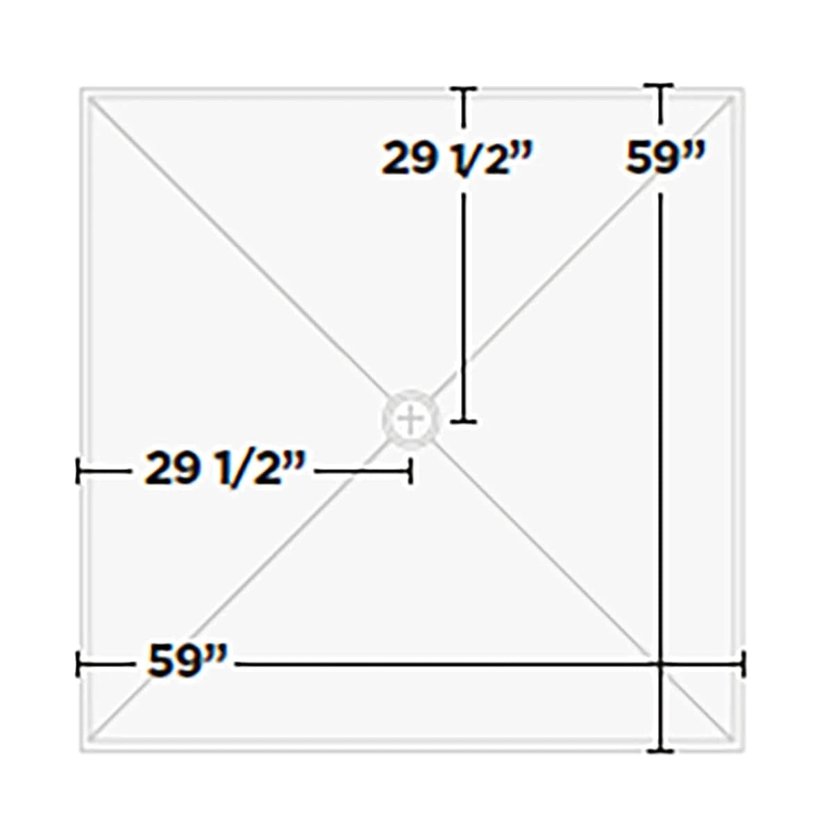 59 in. x 59 in. KurbX Center Drain Structural Shower Pan