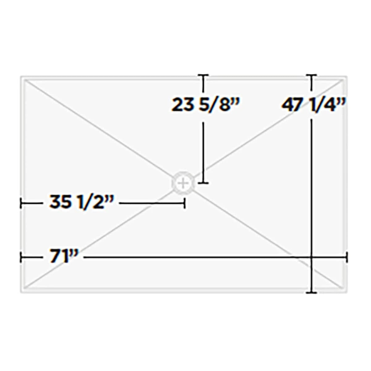 71 in. x 47-1/4 in. KurbX Center Drain Structural Shower Pan