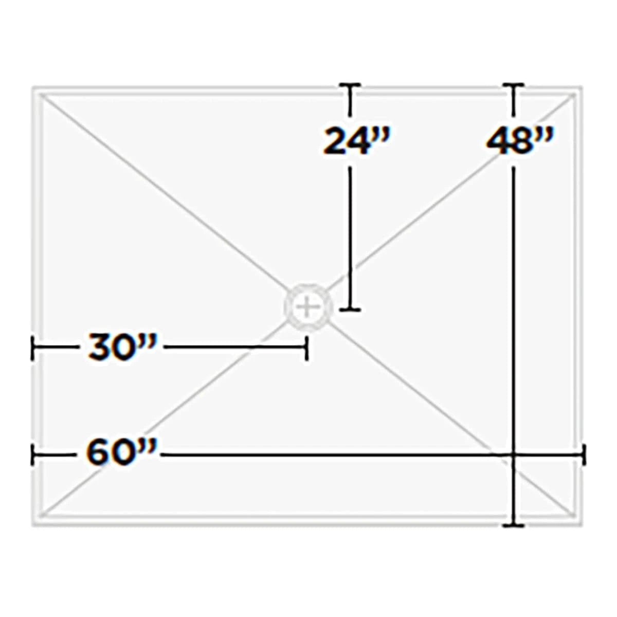 60 in. x 48 in. KurbX Center Drain Structural Shower Pan