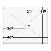 60 in. x 48 in. KurbX Center Drain Structural Shower Pan