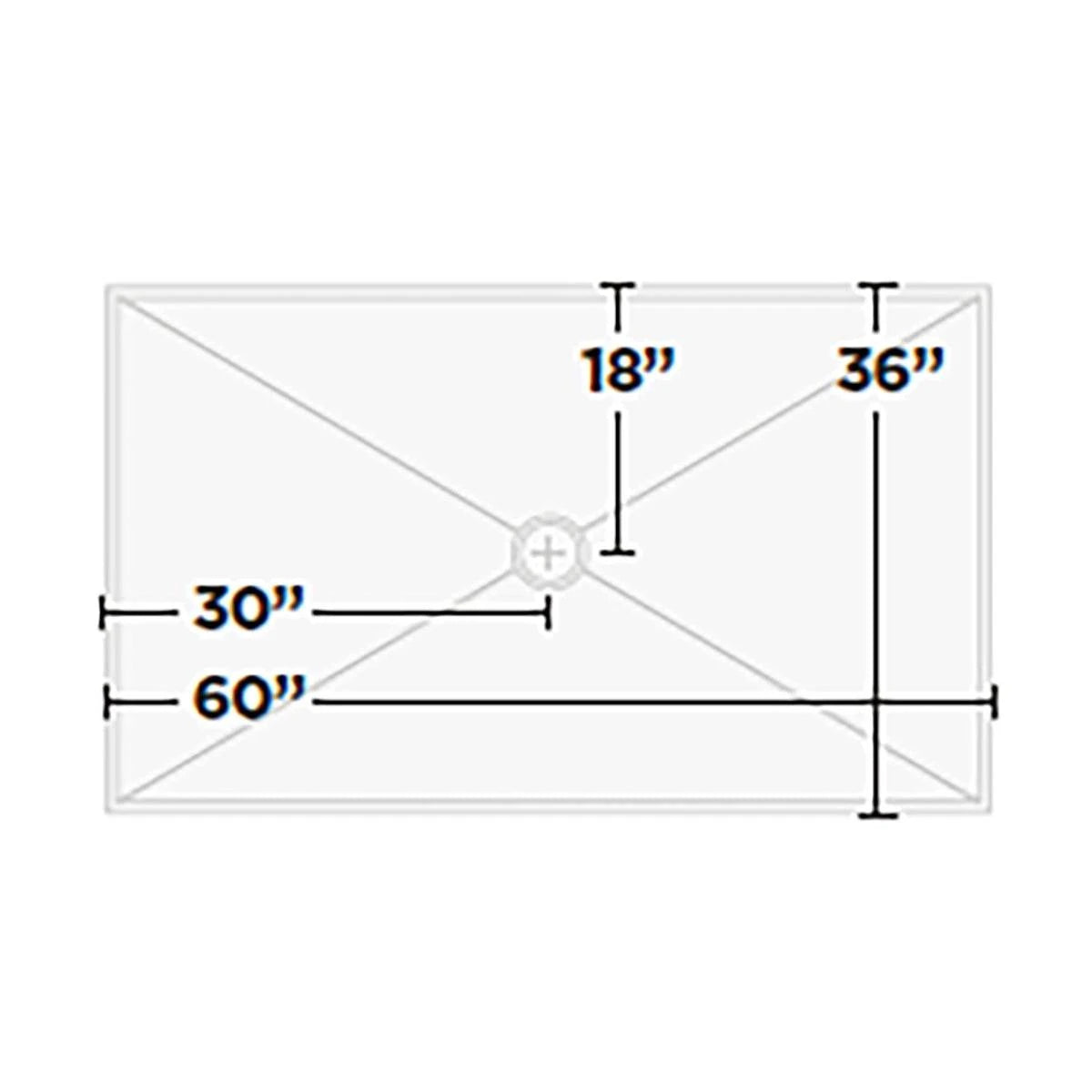 60 in. x 36 in. KurbX Center Drain Structural Shower Pan
