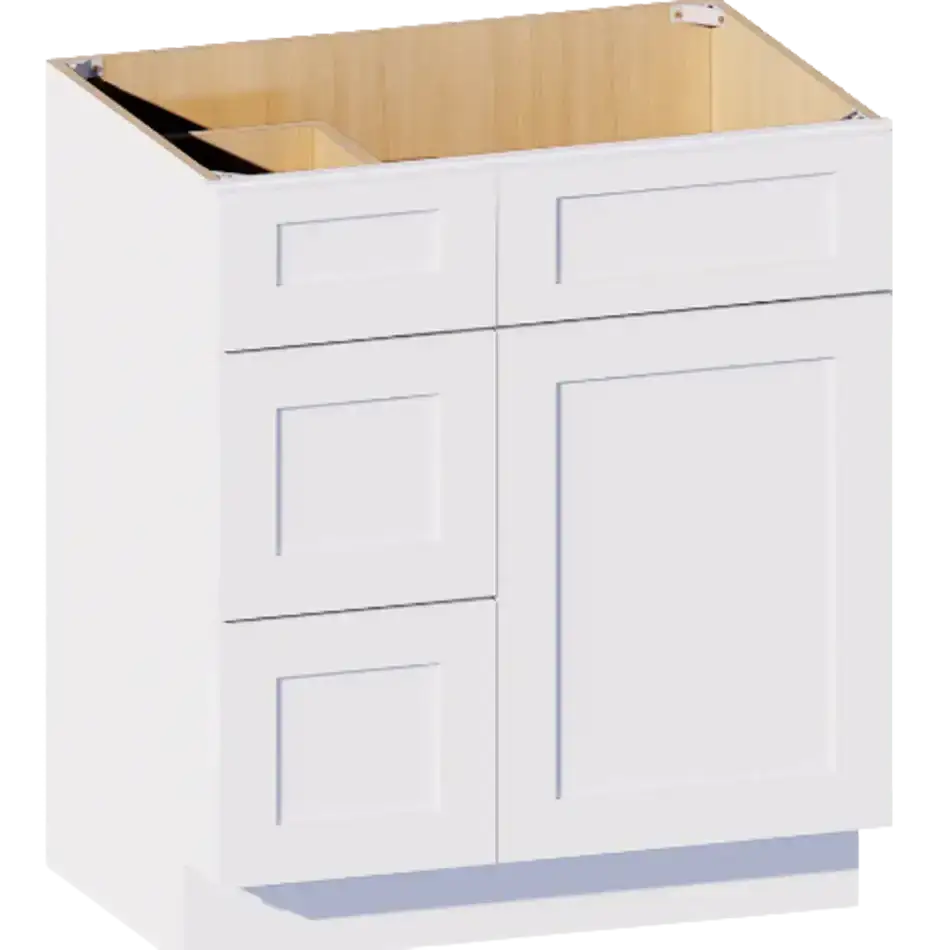 Vanity Sink Base Cabinet, 1 Dummy Drawer, 2 Drawers, 1 Left Door, No Shelf - VAD3021L