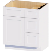 Vanity Sink Base Cabinet, 1 Dummy Drawer, 2 Drawers, 1 Right Door, No Shelf - VAD3021R