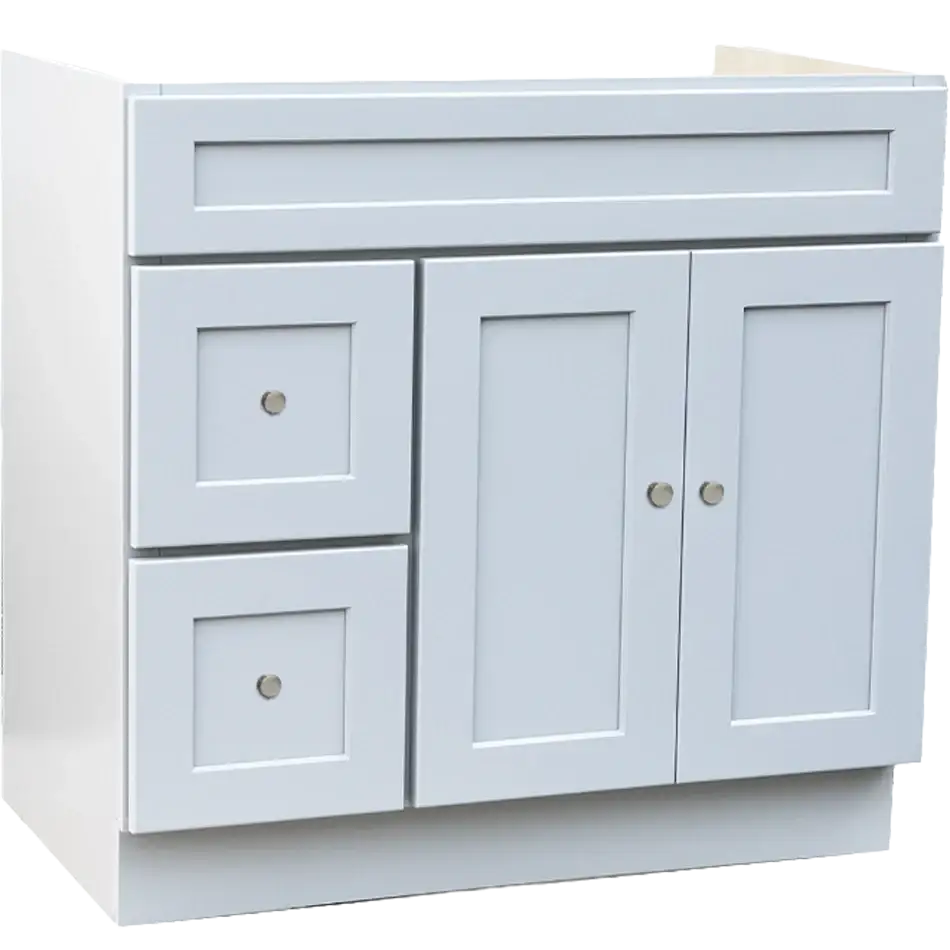 Vanity Sink Base Cabinet, 1 Dummy Drawer, 2 Drawers, 2 Doors, Door Openings on Left, No Shelf - VAD3621L